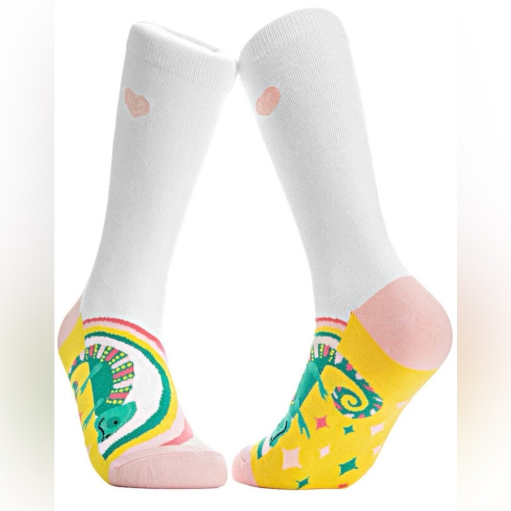 Uncommon Pair Colorful CHAMELEON Patterned Crew Socks Kidcore Fairy Festival